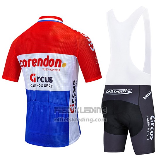 2019 Fietskleding Corendon Circus Rood Wit Blauw Korte Mouwen en Koersbroek